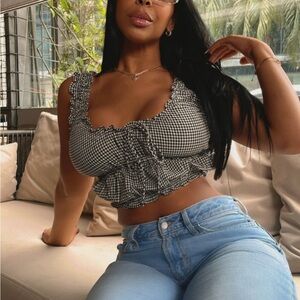 Black and White Gingham Women's Top